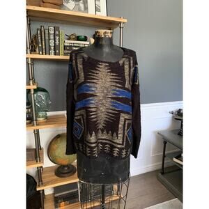 Abstract Design Sweater, 36 Point 5, Pullover, Large Cross, Geometric Pattern,